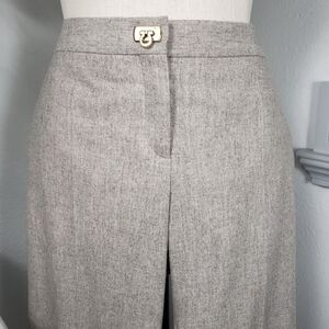 Salvatore Ferragamo Grey Wool Silk Trousers Straight Leg Toggle EU 46 US 10
